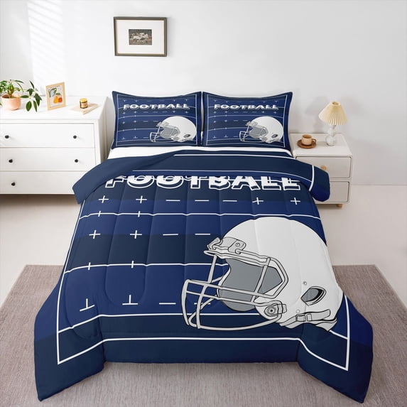 American Football Comforter Set Sports Gaming Court Bedding Comforter Sets, American Football City Bedding Twin Bedroom Decor, Sports Helmet Quilt with 1 Pillowcase (Dallas)