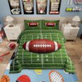 thumbnail image 1 of American Football Comforter Set Twin,Football Field Abstract Bedding Set Teens Adults Room Decor, Soccer Sport Game Quilt Set Green Brown Duvet Insert, 1 of 7