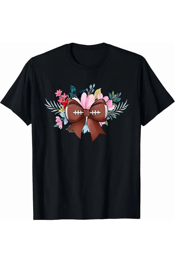 American Football Coquette Bow Cute Football Mom T-Shirt