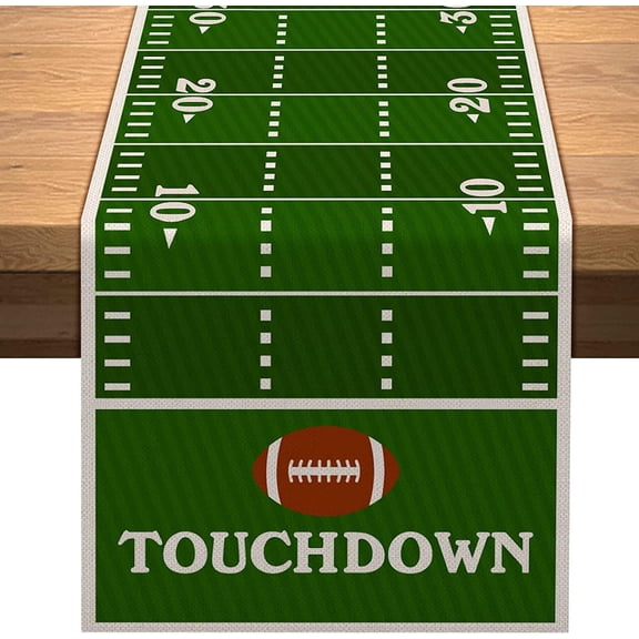 American Football Court Table Runner Touch Down Boy Sport Football Birthday Party Decorations Kitchen Dining Home Table Decor (13.8" x 108")