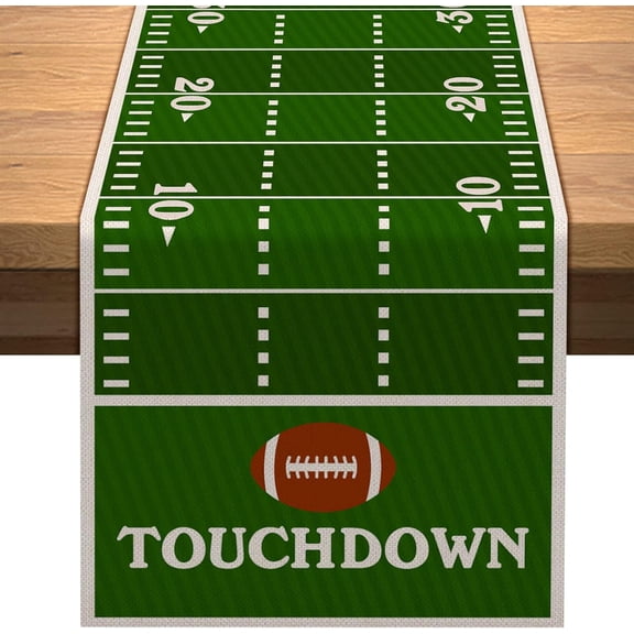 American Football Court Table Runner Touch Down Boy Sport Football Birthday Party Decorations Kitchen Dining Home Table Decor (13" x 72")