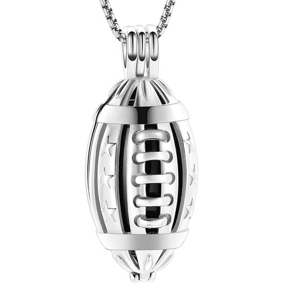American Football Cremation Locket Necklace For Ashes Of Loved Ones Rugby Pendant Memorial Urn Jewelry For Women Men Keepsake Cremation Jewelry