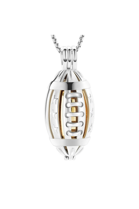 American Football Cremation Locket Necklace For Ashes Of Loved Ones Stainless Steel Memorial Urn Jewelry Women Men Keepsake Fashion Necklace