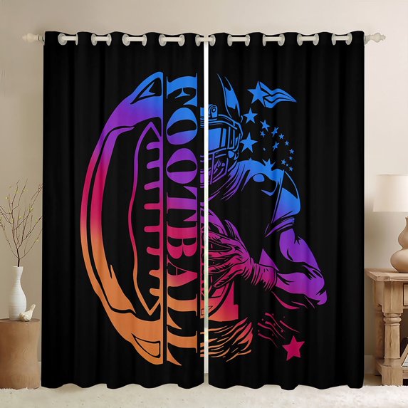 American Football Curtains, Sports 30%-50% Blackout Curtains Teen Sports Decor Curtains Sport Game Theme Bedroom Curtains Football Sports Room Decor Curtains,2 Panels 42"Wx90"L