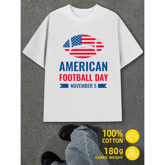 American Football Day mens white 180G 100% Cotton Stylish summer outerwear Trendy Unisex Shirt Graphic tshirts Classic Unisex Shirt Crewneck tshirts