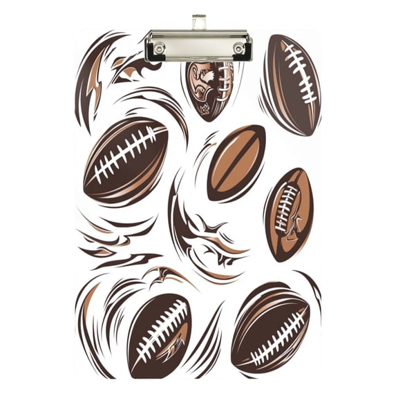 American Football Elements Acrylic Clipboards A4 Standard Size Clipboard 12.5" X 9" Clip Board for Office School Teacher Women Men
