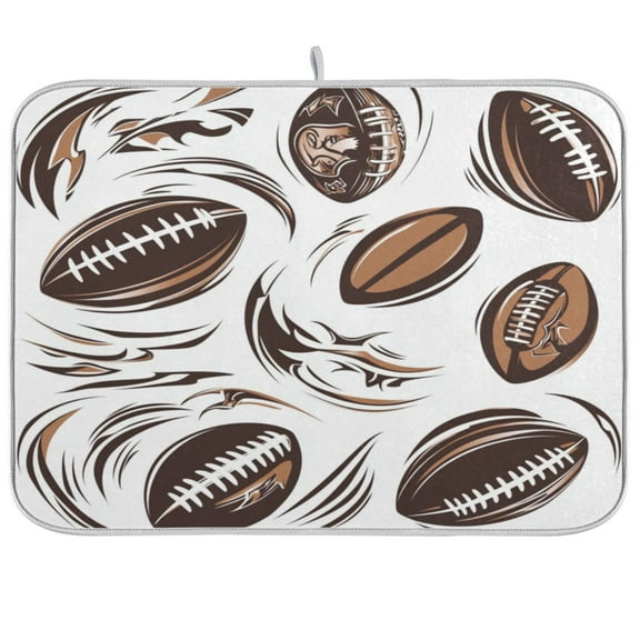 American Football Elements Dish Drying Mat Kitchen Mats Microfiber Counter Absorbent Dish Pad Drainer Rack