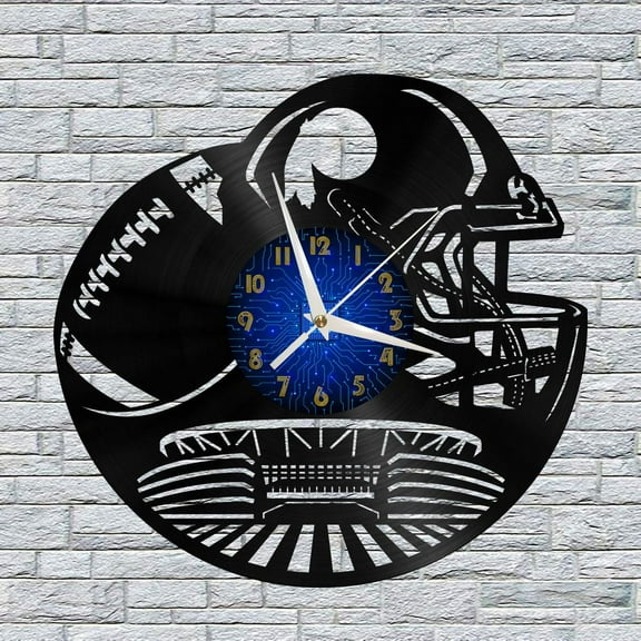 American Football Field 12 Inch Vinyl Record Wall Clock - Silent, Creative, and Unique Clock for Living Room, Entryway, or Bedroom Decor - Perfect Gift Idea(12 inchs B without LED)