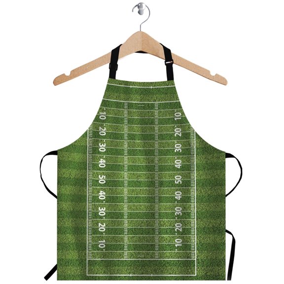 American Football Field Green Apron, Bib Apron with Adjustable Neck for Men Women,Suitable for Home Kitchen Cooking Waitress Chef Grill Bistro Baking BBQ Hairdresser Cobbler Artist Apron