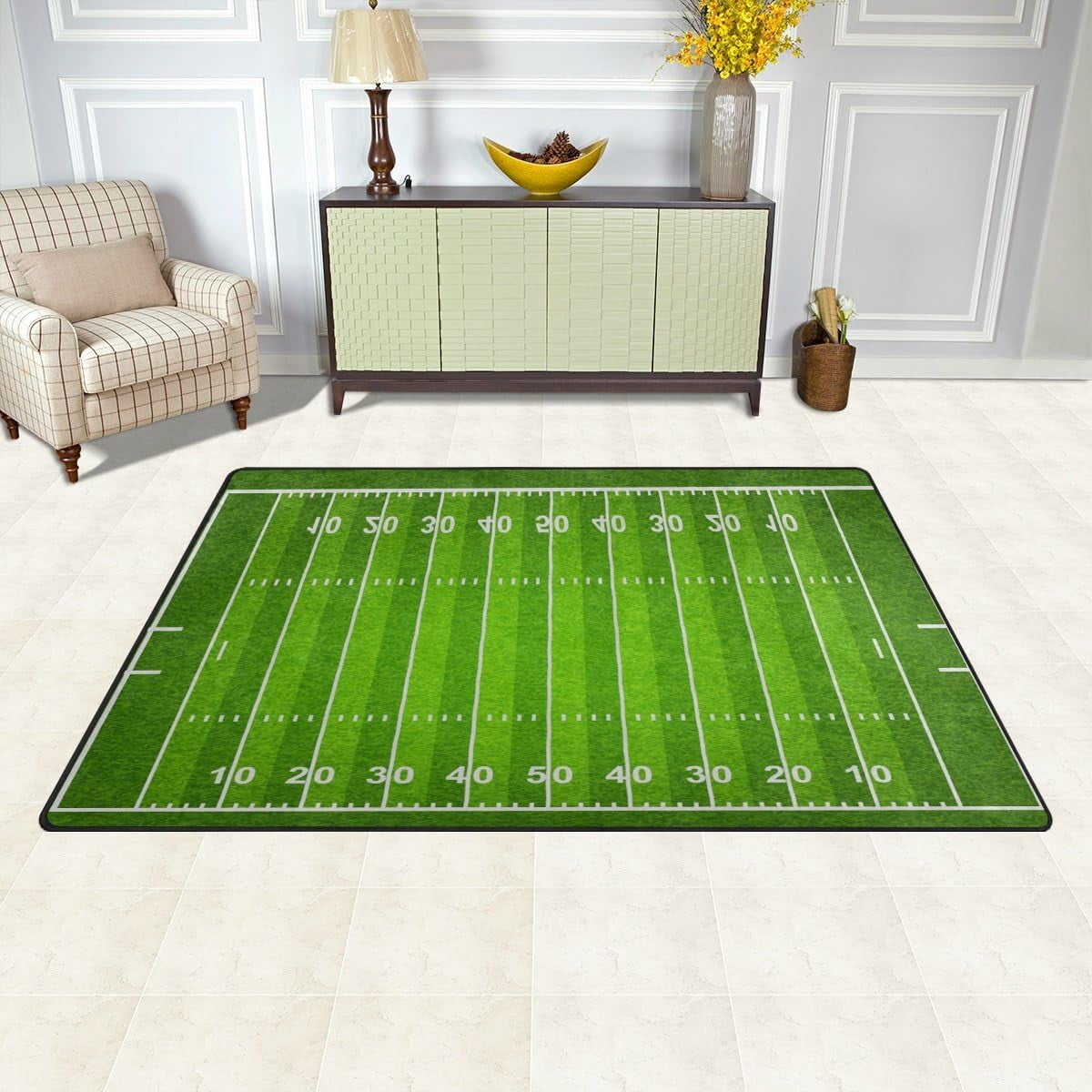 American Football Field Green Lawn Area Rugs Indoor Non Slip Rug Art ...
