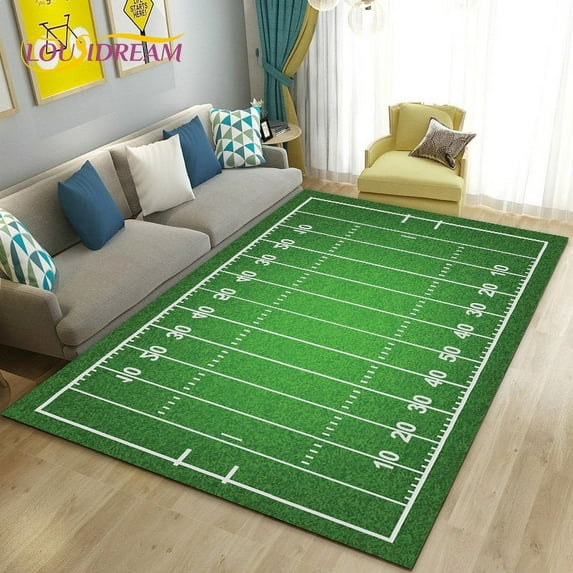 American Football Field Rugby Area Rug Large Carpet Rug for Living Room Bedroom Sofa Doormat Decoration Non-slip Floor Mat 3D