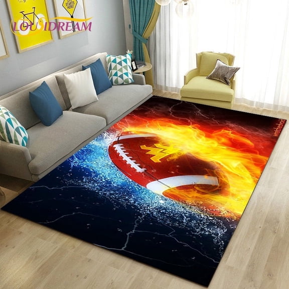 American Football Field Rugby Area Rug Large Carpet Rug for Living Room Bedroom Sofa Doormat Decoration Non-slip Floor Mat 3D