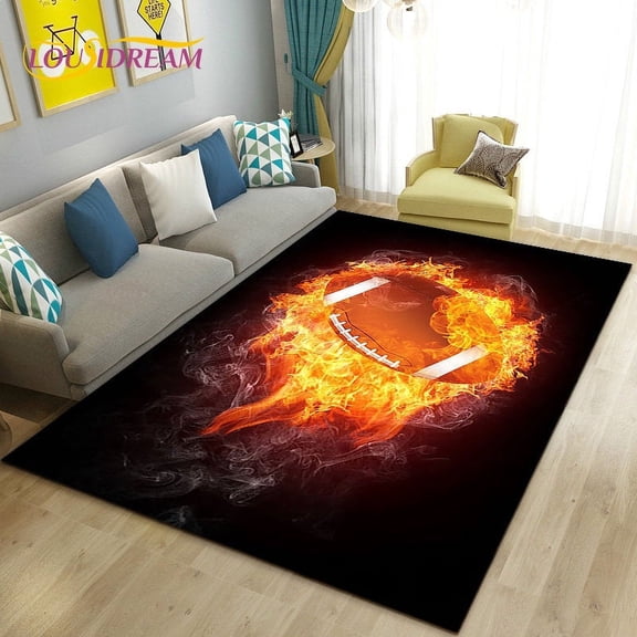American Football Field Rugby Area Rug Large Carpet Rug for Living Room Bedroom Sofa Doormat Decoration Non-slip Floor Mat 3D