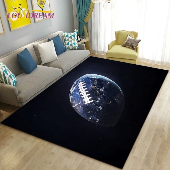 American Football Field Rugby Area Rug Large Carpet Rug for Living Room Bedroom Sofa Doormat Decoration Non-slip Floor Mat 3D
