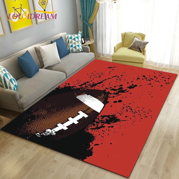 American Football Field Rugby Area Rug Large Carpet Rug for Living Room Bedroom Sofa Doormat Decoration Non-slip Floor Mat 3D