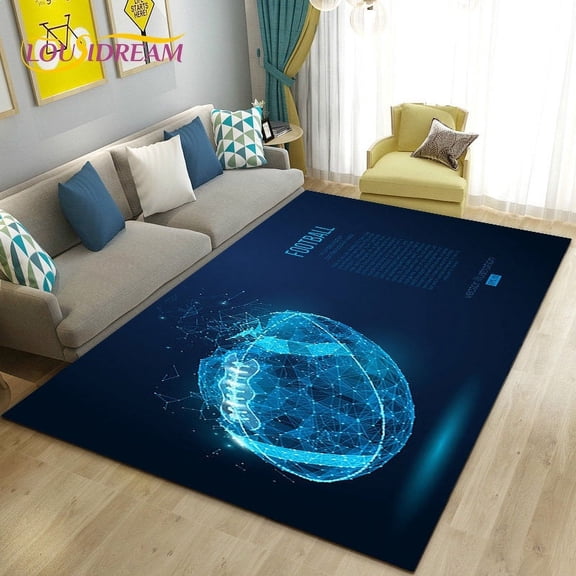 American Football Field Rugby Area Rug Large Carpet Rug for Living Room Bedroom Sofa Doormat ration Non-slip Floor Mat 3D