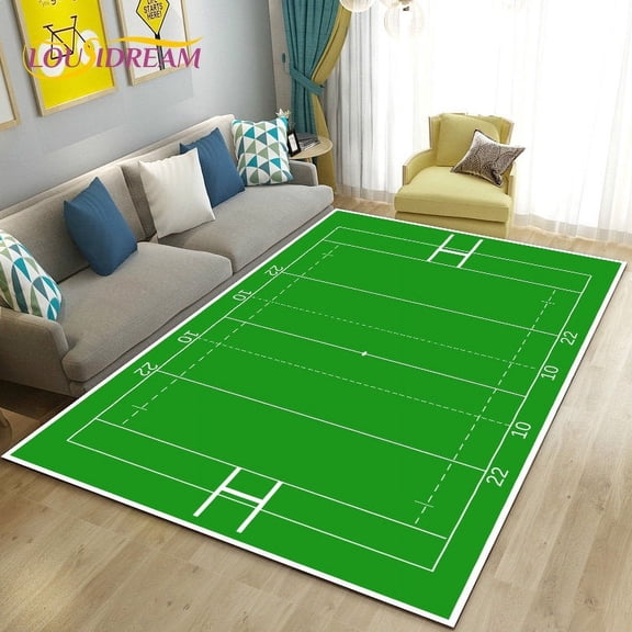 American Football Field Rugby Area Rug Large Carpet Rug for Living Room Bedroom Sofa Doormat ration Non-slip Floor Mat 3D