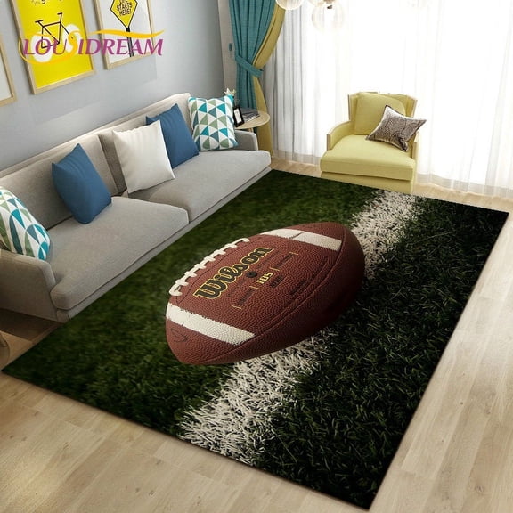 American Football Field Rugby Area Rug Large Carpet Rug for Living Room Bedroom Sofa Doormat ration Non-slip Floor Mat 3D