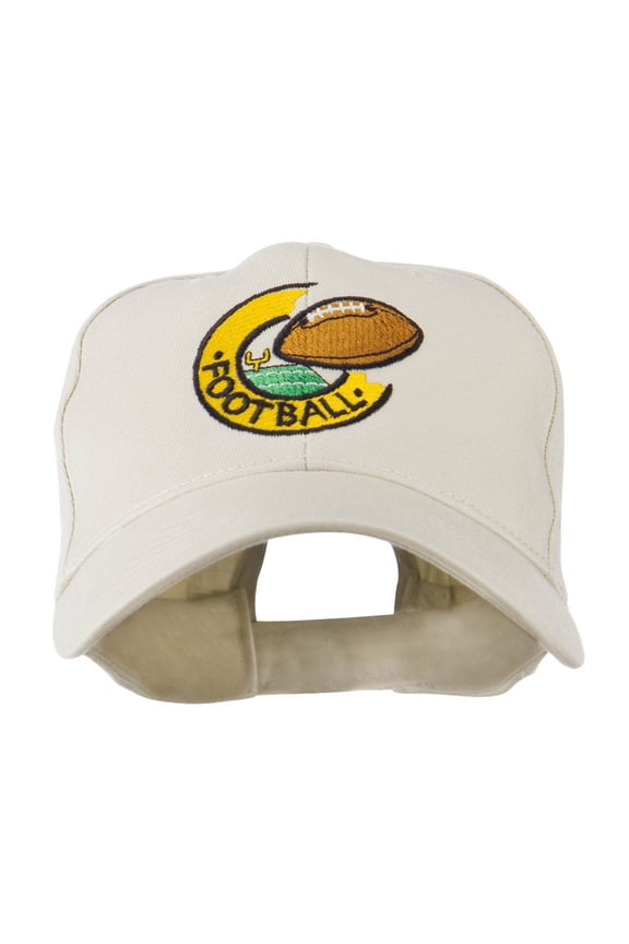 American Football Field and Ball Embroidered Cap - Stone OSFM