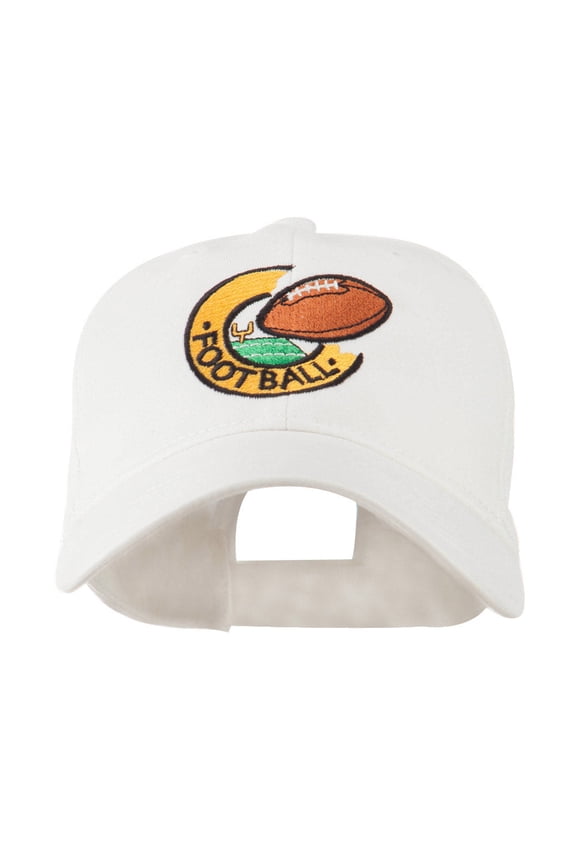 American Football Field and Ball Embroidered Cap - White OSFM