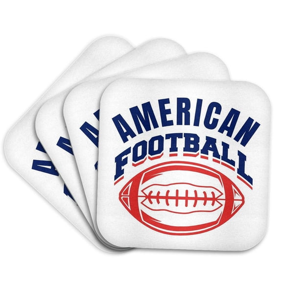 3drose, American Football Gift for Players and Fans Merchandise, Set of 4 Coasters - Soft