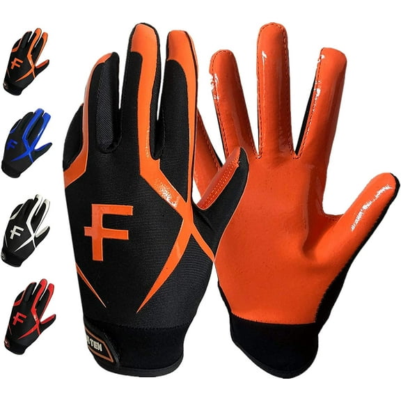 American Football Gloves Youth Kids Ultra Tack Sticky Non-Slip Palm Receivers, Rugby Gloves for Boys Girls Flexible Stretch Protection Waterproof Professional Fit Children Age 5-14