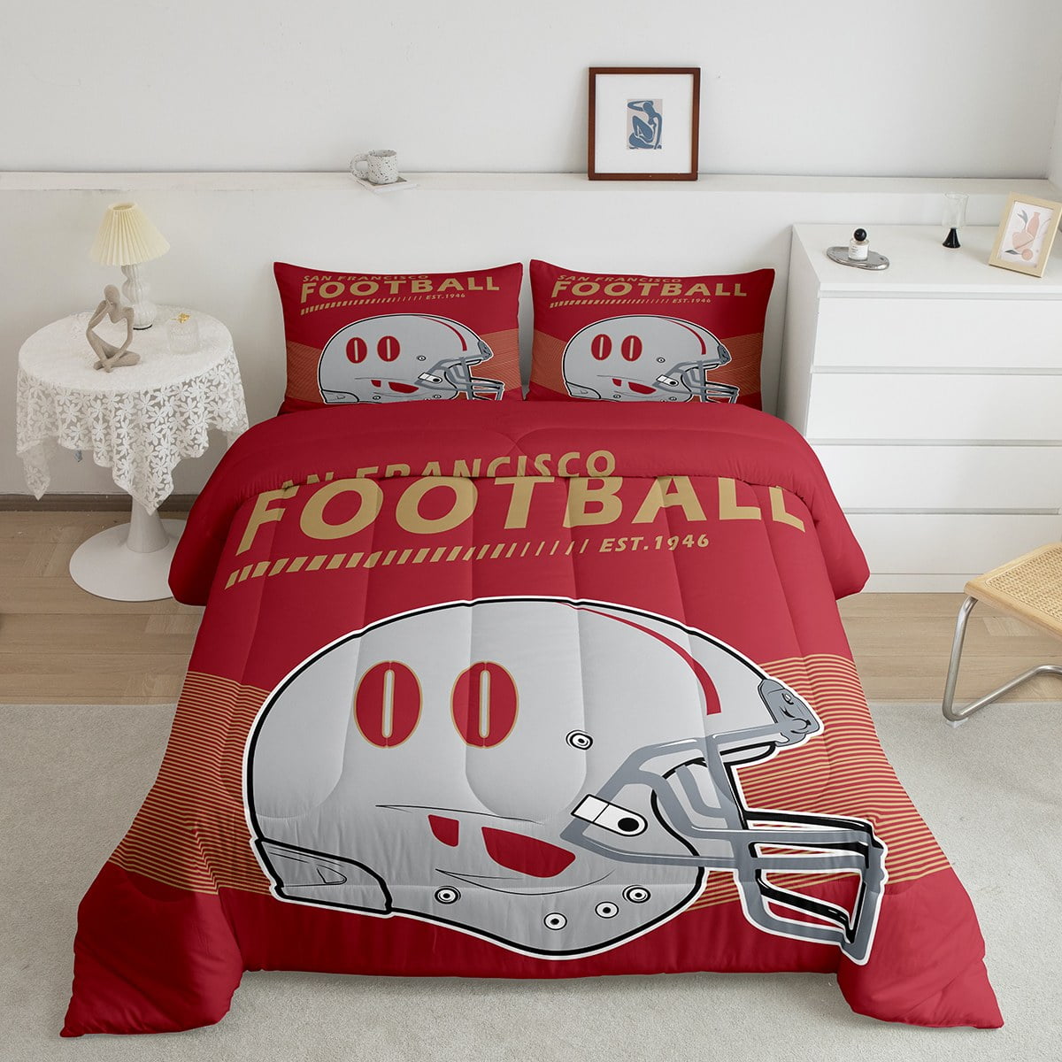 American Football Helmet Comforter Set Football Player Bedding American