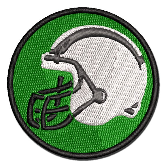 American Football Helmet Sports Applique Multi-Color Embroidered Iron-On Patch - 2.5 Inch Small