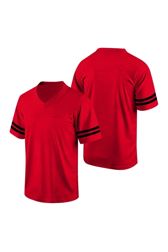 American Football Jerseys for Men Unisex Replica Plain Workout Sport Game Shirts Casual Outwear Red L