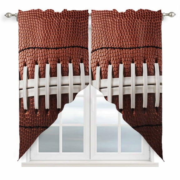 American Football Laces Swag Valances for Windows, Kitchen Window Curtains Over Sink, Classic Rugby Sports Window Treatment Curtains for Living Room/Bedroom Curtains 2 Panel Sets 36"x45"
