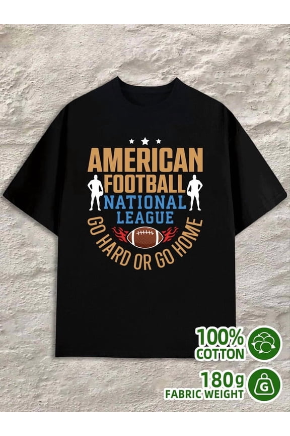 American Football League for men 180G 100% Cotton black Classic Unisex Shirt Short Sleeve tshirts Retro Unisex Shirt Crewneck tshirts Original Unisex Shirt Crewneck tshirts