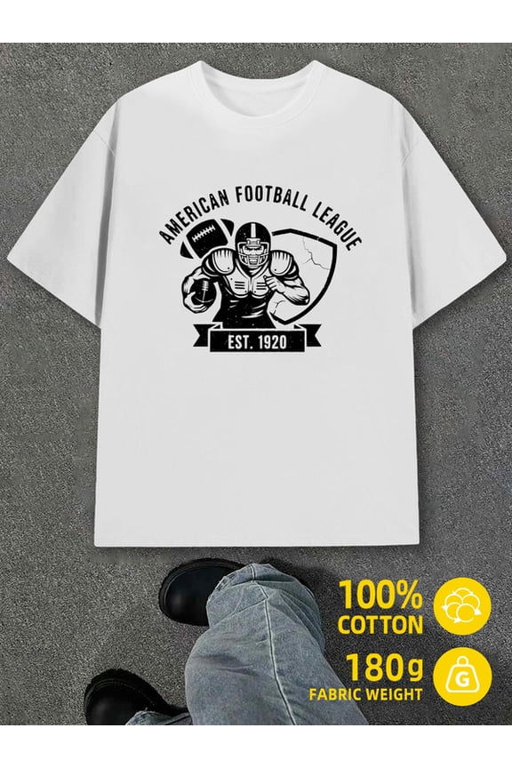 American Football League for men white 180G 100% Cotton Stylish summer outerwear Funny Unisex Shirt Graphic tshirts Trendy Unisex Shirt Graphic tshirts