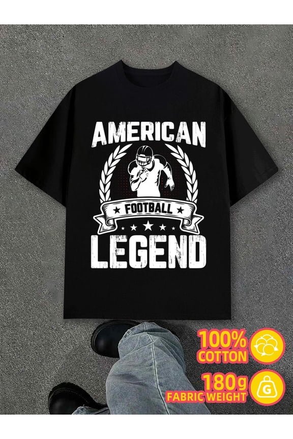American Football Legend men black 180G 100% Cotton Summer wear Vintage-inspired,comfortable fit Trendy Unisex Shirt Printed tshirts Retro Unisex Shirt Graphic tshirts