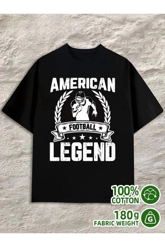 American Football Legend mens 180G 100% Cotton black Original Unisex Shirt Graphic Tee tshirts Basic Unisex Shirt Printed tshirts Vintage Unisex Shirt Graphic tshirts