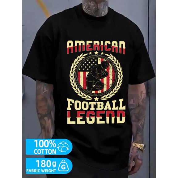 American Football Legend mens black 180G 100% Cotton summer and spring season Basic Unisex Shirt Short Sleeve tshirts Classic Unisex Shirt Printed tshirts