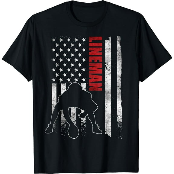 American Football Lineman Offensive Player Apparel US Flag T-Shirt