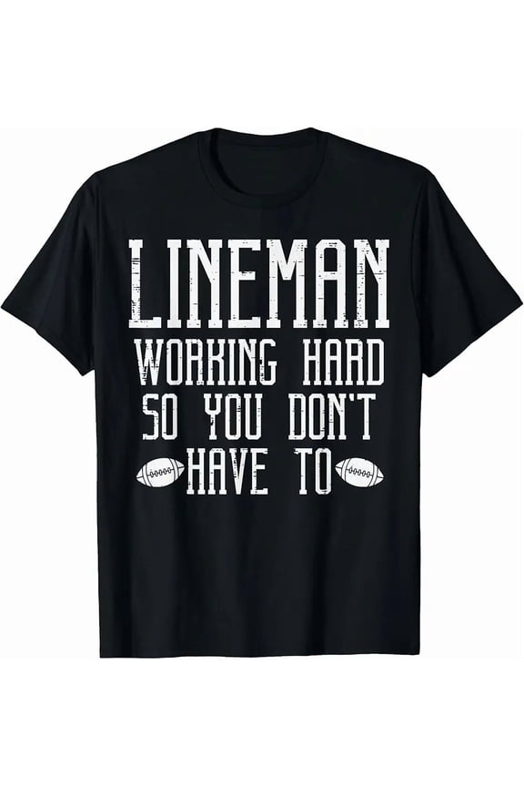 American Football Lineman Working Hard Funny Sports Men T-Shirt