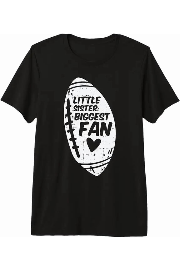 American Football Little Sister Biggest Fan Family s Premium Tri-Blend T-Shirt