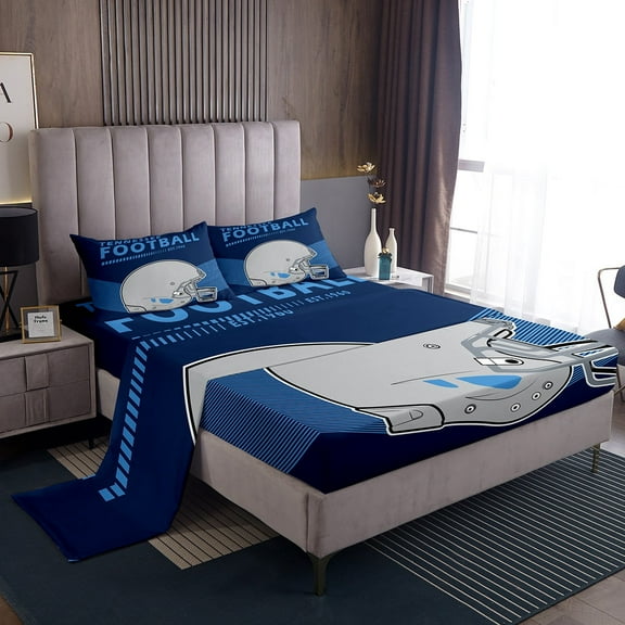 American Football Lover Bed Sheets Set Football Player Sheets Sports Decor Bedroom, American Football City Design Sheet Set Sports Game Competition Flat Fitted Sheet Queen ( Tennessee)