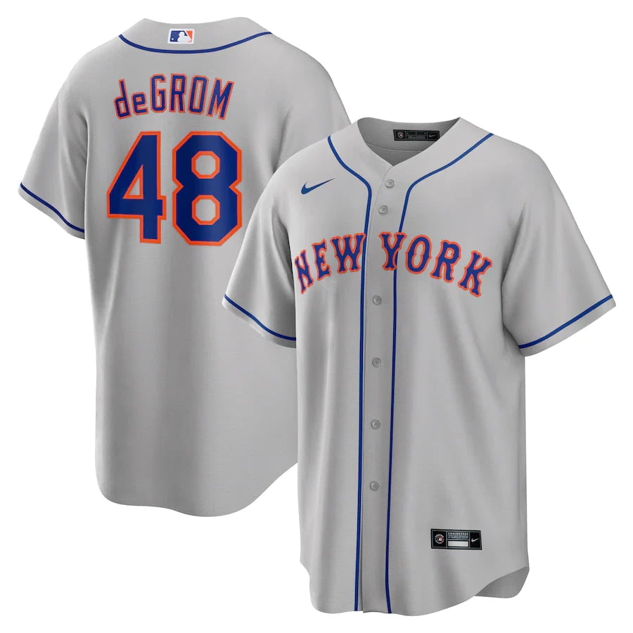 American Football New_York_Me_ts 48 Men's Jacob deGrom Gray Road Pl_ay