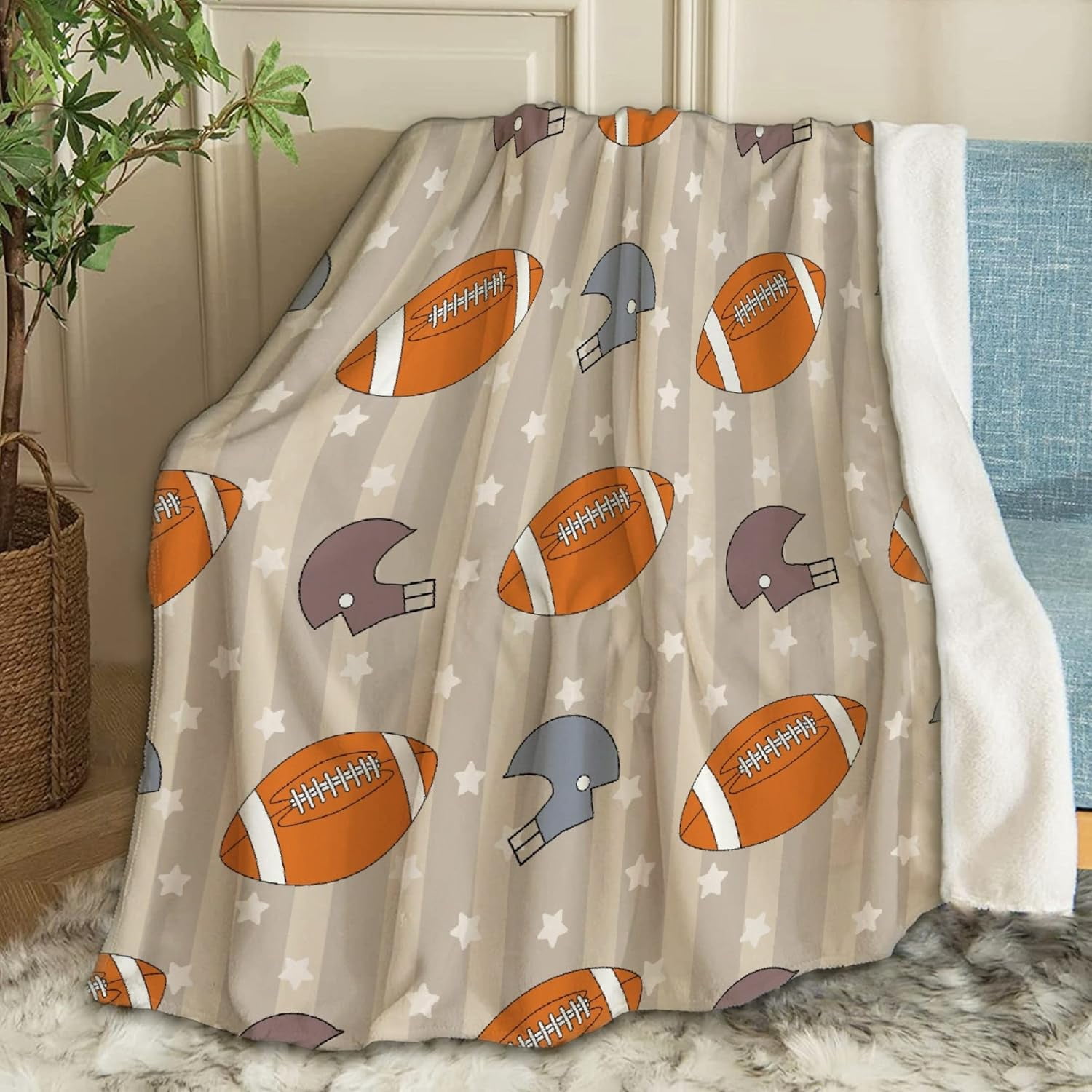 American Football Pattern Blanket Gifts Plush Fuzzy Cozy Soft Lightweight Blankets for Couch Air-Conditioning Quilts Decor Blanket for Chirstmas Birthday 50"x40" for Kids
