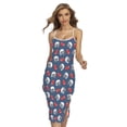 thumbnail image 1 of American Football Pattern Printed Cross Back Cami Dress, American Flag Fashion Summer Maxi Sexy Casual Dress For Women. Gifts For Us Independence Day, 4Th Of July, 1 of 4