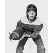 American Football Player Catching Football Poster Print - 18 x 24 in.