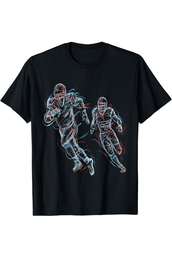 American Football Player Colourful Lines Design T-Shirt