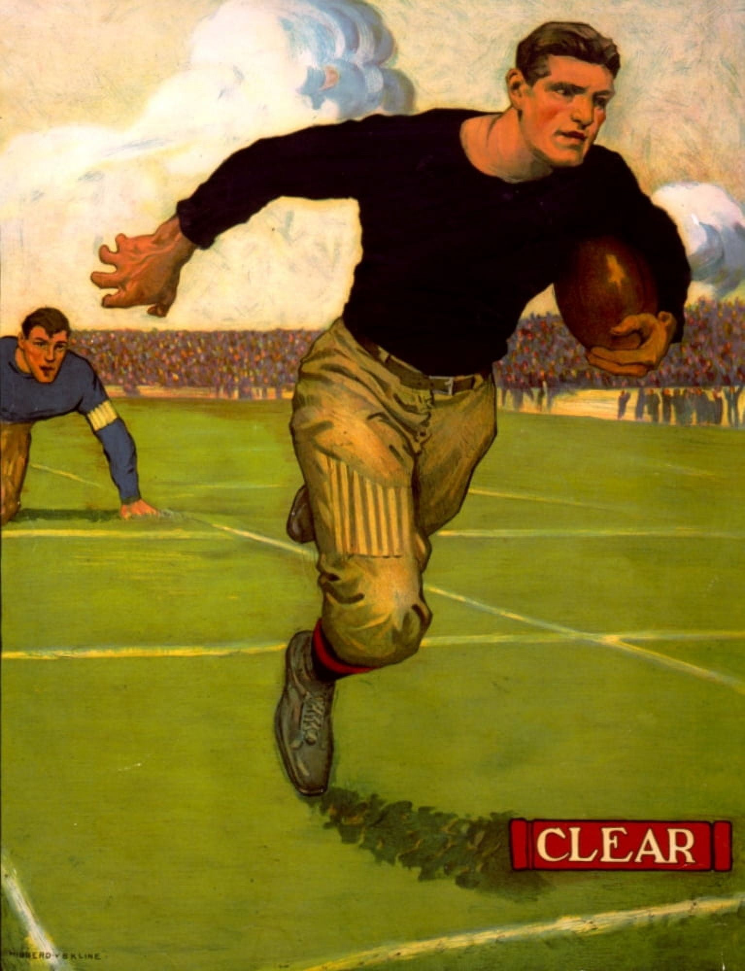 American Football Player running c1910 Canvas Art - Hibberd V B Kline (24 x 36)