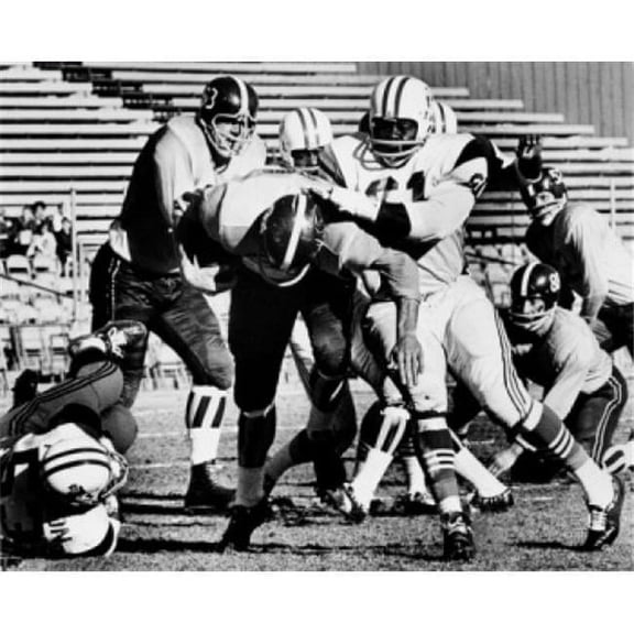 American Football Players Playing Football on Field Poster Print - 18 x 24 in.