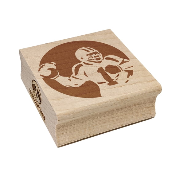 American Football Quarterback Throwing Ball Square Rubber Stamp Stamping Scrapbooking Crafting - Small 1.25in