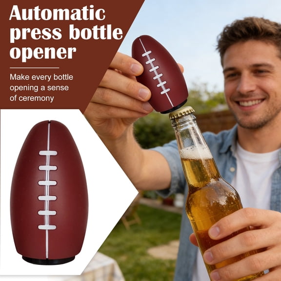 American Football Shaped Automatic Bottle Opener - Press - To - Open Design, Compact Size For Effortless Bottle Opening - For Home Bars, Parties, Picnics, S, Sports Fans