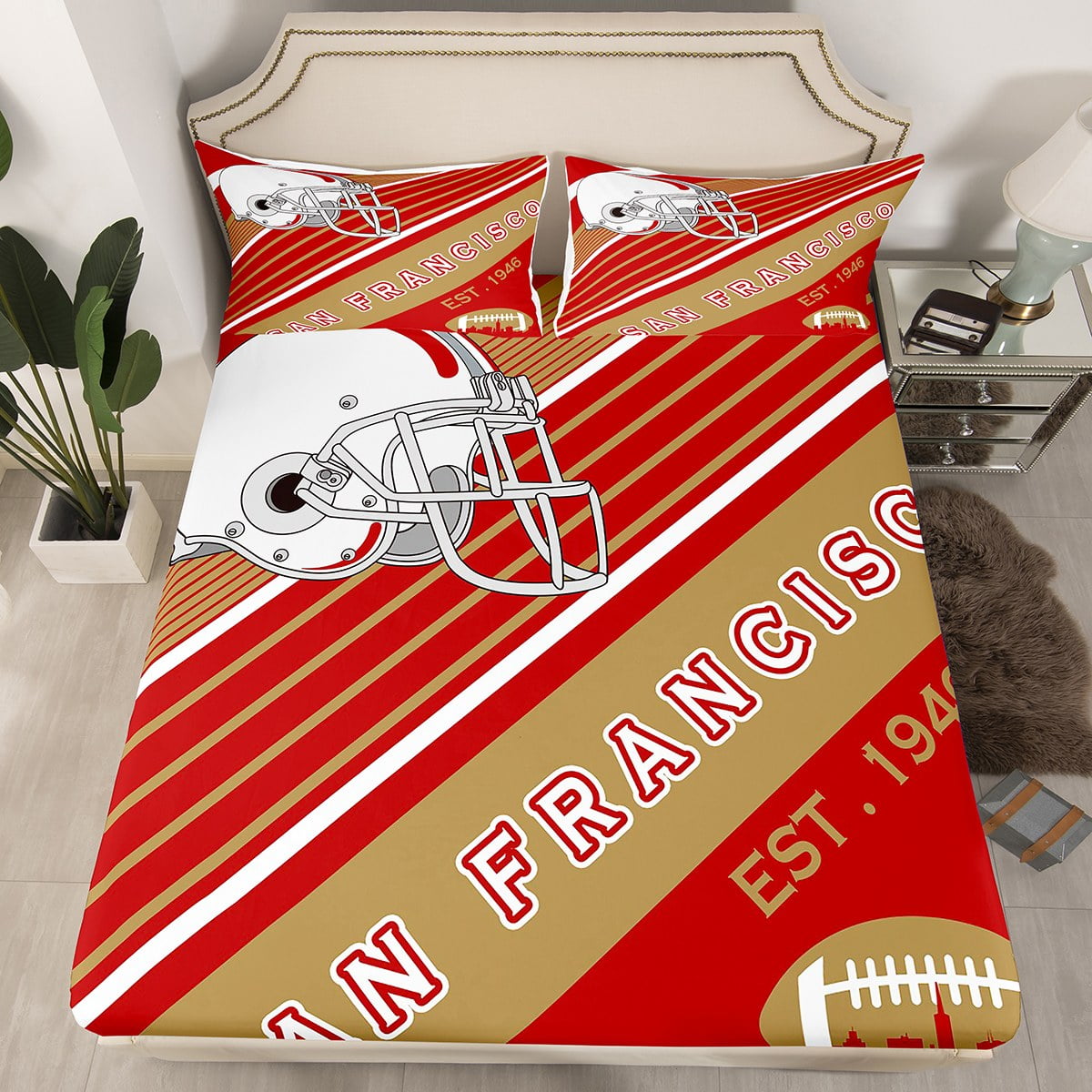 American Football Sheet Set Sports Ball Game Sheets Twin for Boys Girls