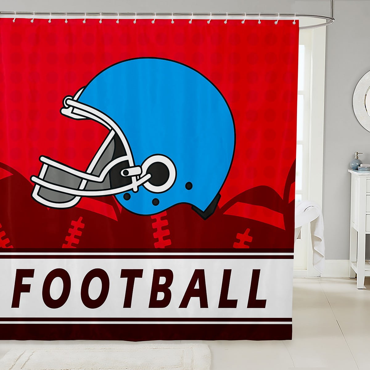 American Football Shower Curtain Sports Competition Fabric Shower